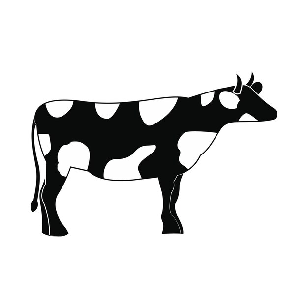 Пятнистая икона коровы в простом стиле выделена на белом фоне