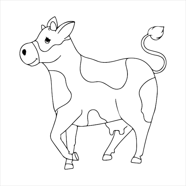 Premium Vector | Spotted cow line cute animal livestock animal farming ...