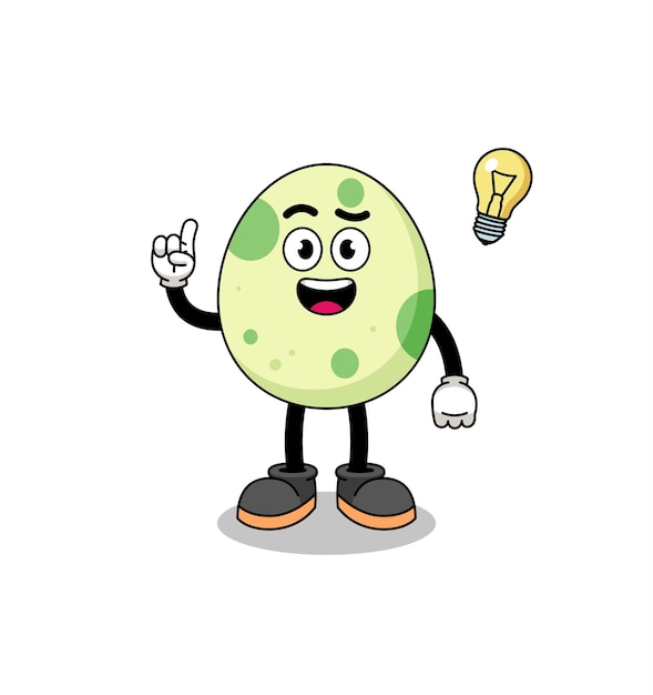 Spotted egg cartoon with get an idea pose