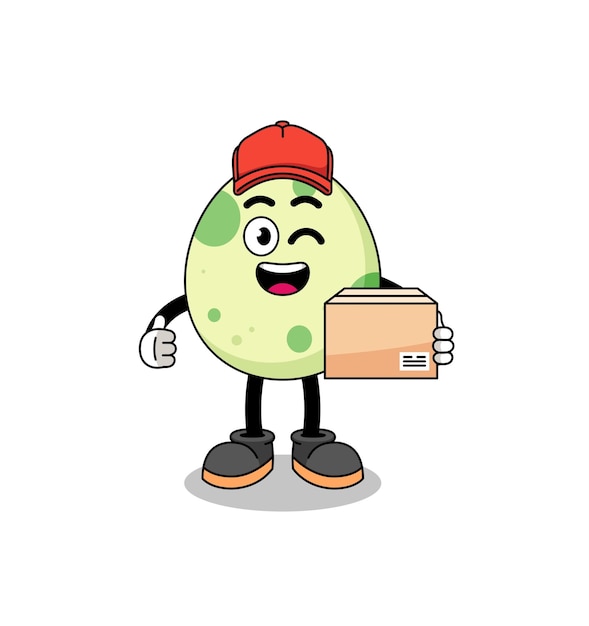 Spotted egg mascot cartoon as an courier