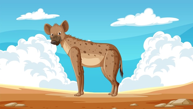 Vector spotted hyena on a sunny savanna