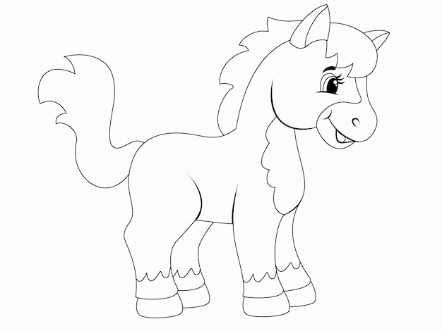 Spotted pony isolated character Vector page for printable children coloring book