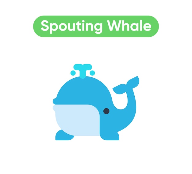 Spouting whale emoji vector illustration Whale vector icon