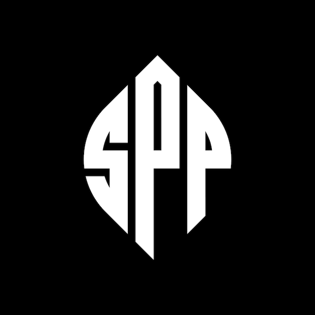 円の形状の SPP エリプスの形状の 3 つのイニシャルが円のロゴを形成する SPP 円のエンブレム アブストラクト モノグラム 文字マーク ベクトル