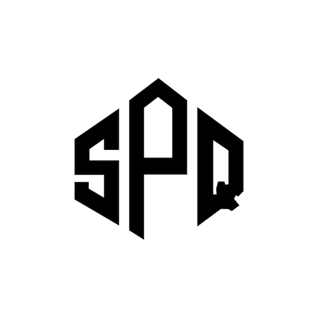 Дизайн логотипа с буквой SPQ с формой многоугольника SPQ многоугольный и кубический дизайн логотипа SPQ шестиугольный векторный шаблон логотипа белые и черные цвета SPQ монограмма бизнес и логотип недвижимости