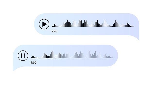 Spraakberichten. Bubbels met audio-opname. Chat messenger Ui-concept. Tekstballonnen. Koppel