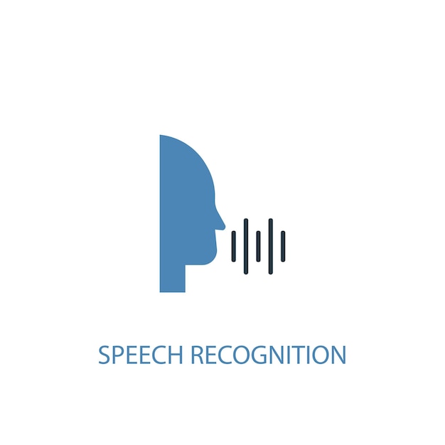 Spraakherkenning concept 2 gekleurd pictogram. Eenvoudige blauwe elementenillustratie. Spraakherkenning symbool conceptontwerp. Kan worden gebruikt voor web- en mobiele UI/UX