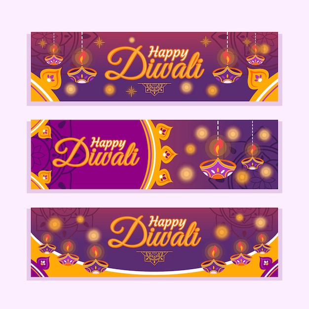 Vettore banner scintillante per il diwali light festival