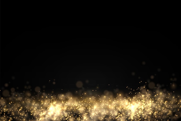 Sprankelende gouden stofdeeltjes bokeh kerst sprankelend licht effect sprankelende gele vonken ster