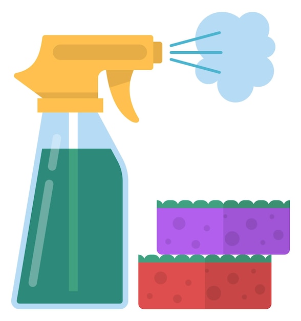 Spray bottle and color sponges house cleaning icon