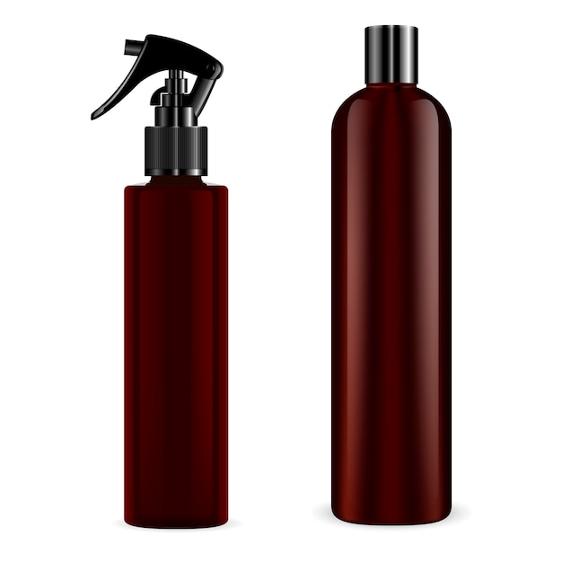 Spray en shampoo fles vector mockup