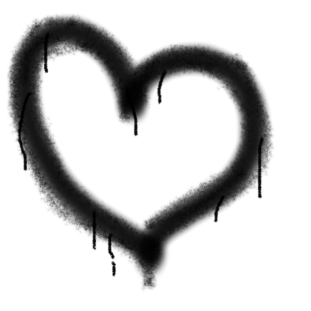 Vector spray graffiti heart symbol isolated on white background
