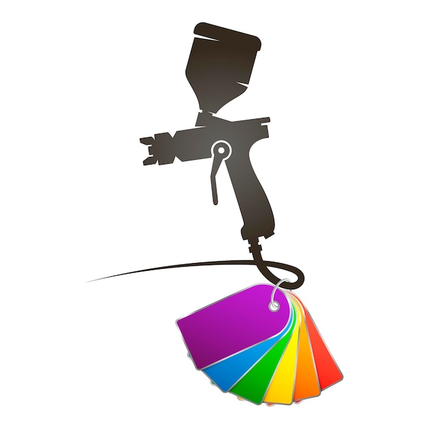 Spray gun silhouette and paint palette Design for painting and painter