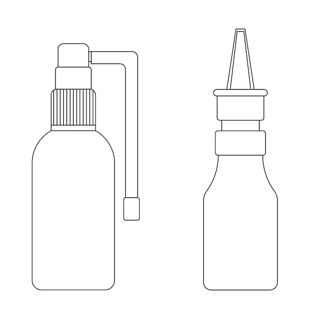 Vector spray jar for nose and throat simple line icons medical theme vector illustration