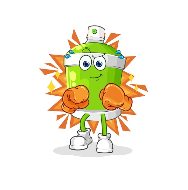 Spray paint bokser karakter cartoon mascotte vector