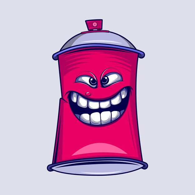 Spray paint can monster character illustration