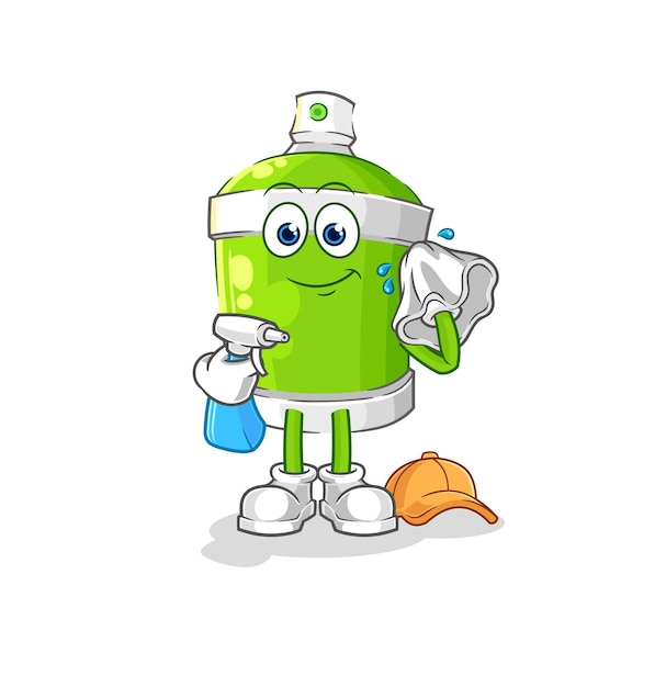 Spray paint cleaner vector cartoon character