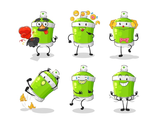 Spray paint comedy set character cartoon mascot vector