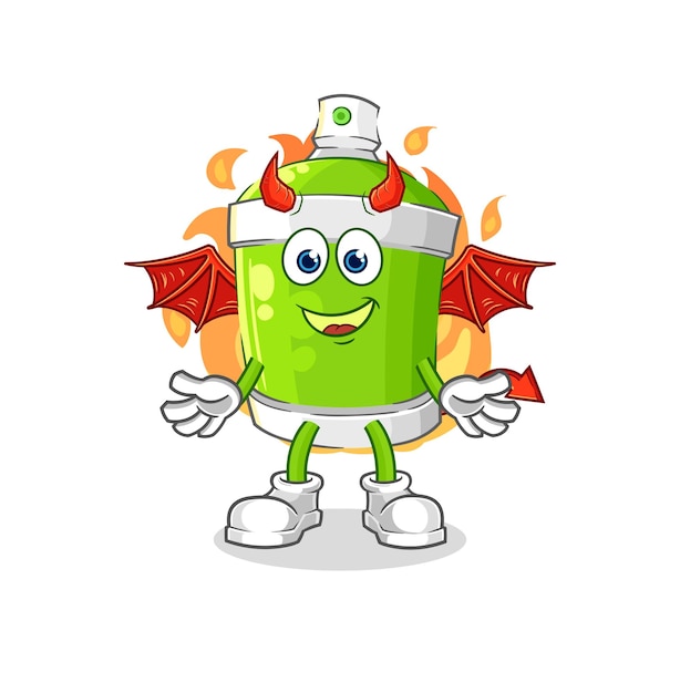 Spray paint demon with wings character cartoon mascot vector