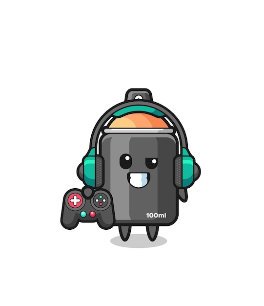 Spray paint gamer mascot holding a game controller  cute design