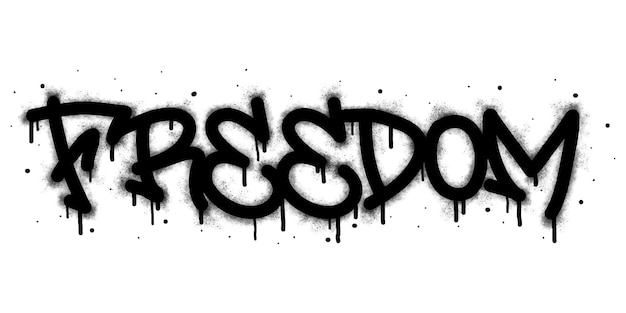 Spray paint graffiti freedom symbol in black on white sprayed drops of freedom symbol logo isolated on white background vector illustration