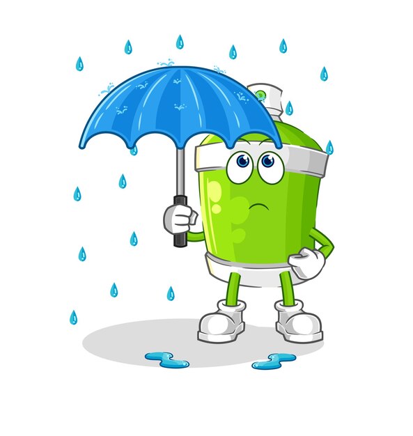 Spray paint holding an umbrella illustration character vector