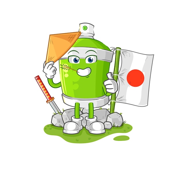 Spray paint japanese vector cartoon character