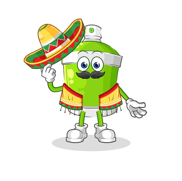 Spray paint Mexican culture and flag cartoon mascot vector