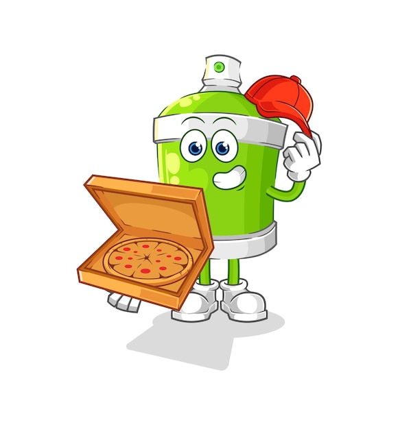 Personaggio dei cartoni animati di vettore del ragazzo di consegna della pizza della vernice spray