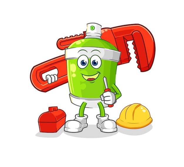 Spray paint plumber cartoon cartoon mascot vector