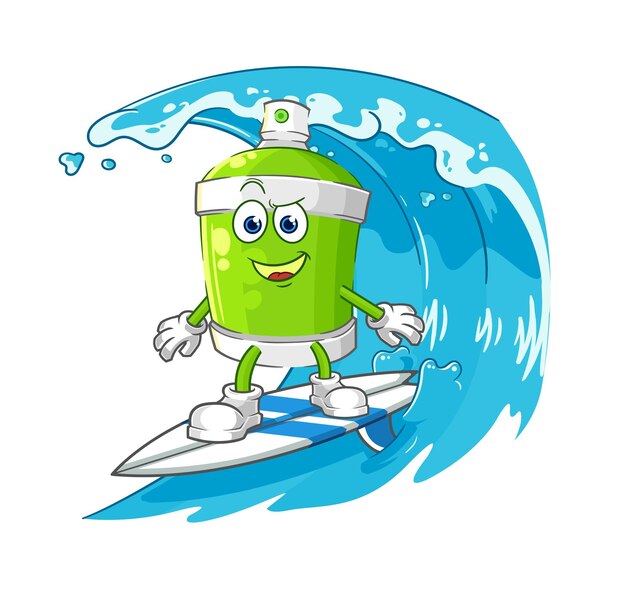 Spray paint surfen karakter cartoon mascotte vector