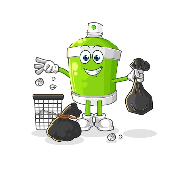 Spray paint Throw garbage mascot cartoon vector