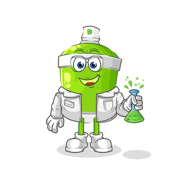 Spray paint wetenschapper karakter cartoon mascotte vector