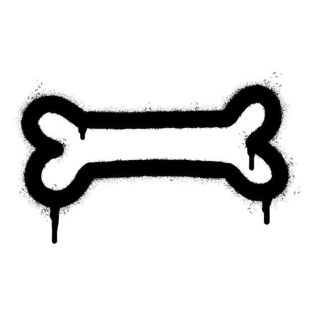 Spray Painted Graffiti bone icon Sprayed isolated with a white background graffiti bone symbol with over spray in black over white Vector illustration