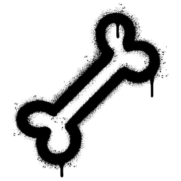 Spray Painted Graffiti bone icon Sprayed isolated with a white background graffiti bone symbol with over spray in black over white Vector illustration