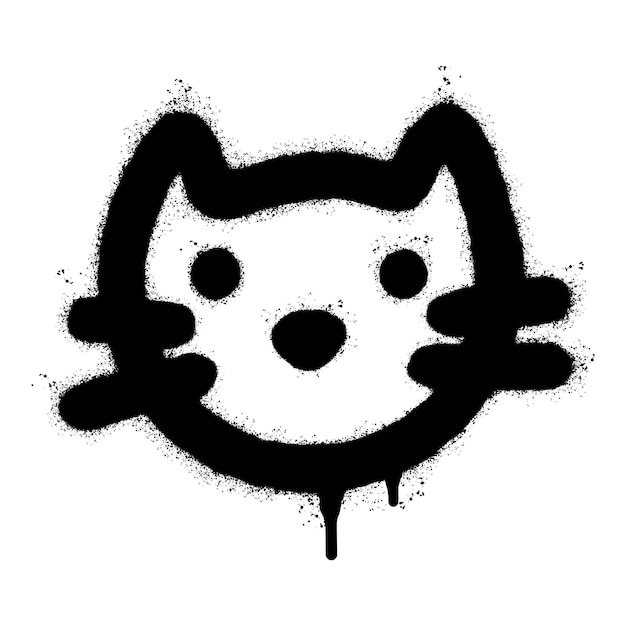 Spray Painted Graffiti Cat icon Word Sprayed isolated with a white background graffiti Kitty sign with over spray in black over white Vector illustration