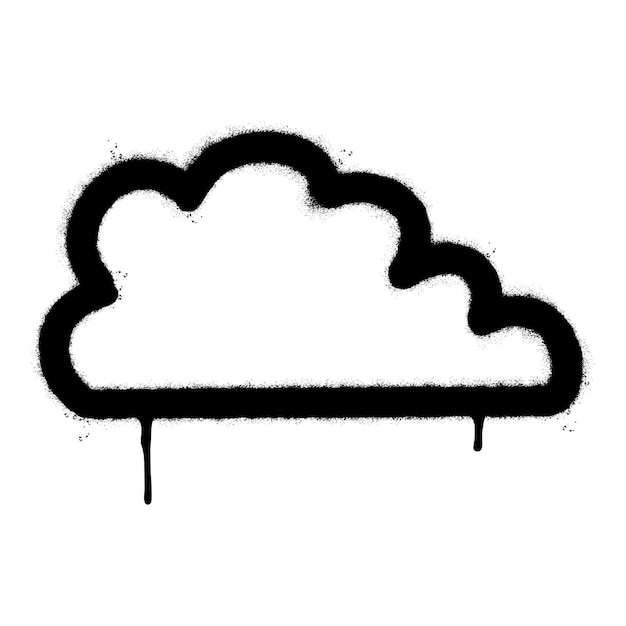 Vector spray painted graffiti cloud icon sprayed isolated with a white background graffiti cloud icon with over spray in black over white