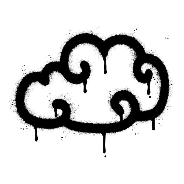 Spray Painted Graffiti cloud icon Sprayed isolated with a white background graffiti cloud icon with over spray in black over white