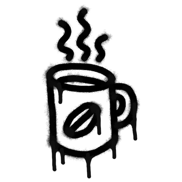 Spray Painted Graffiti Coffee cup icon Word Sprayed isolated with a white background graffiti Coffee icon with over spray in black over white Vector illustration