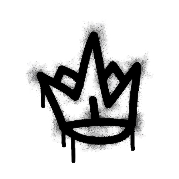 Vector spray painted graffiti crown sign in black over white crown drip symbol isolated on white background vector illustration