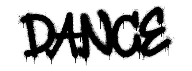 Vector spray painted graffiti dance word sprayed isolated with a white background graffiti font dance with over spray in black over white vector illustration