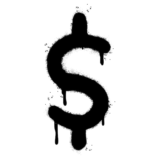 Spray Painted Graffiti dollar icon Sprayed isolated with a white background graffiti bell icon with over spray in black over white