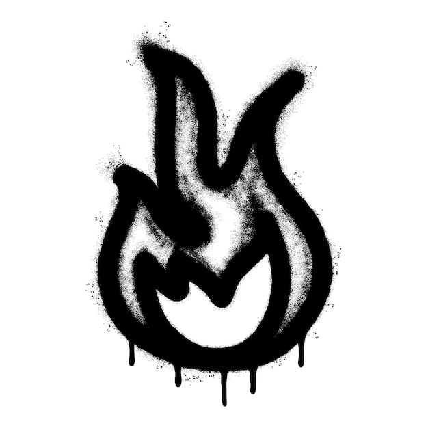 Spray Painted Graffiti Fire flame icon Sprayed isolated with a white background graffiti Fire flame icon with over spray in black over