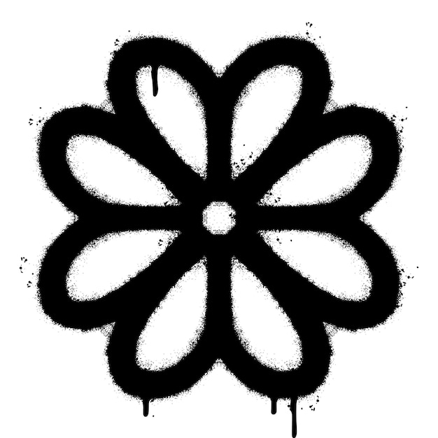 Spray Painted Graffiti flower icon Sprayed isolated with a white background graffiti flower symbol with over spray in black over white