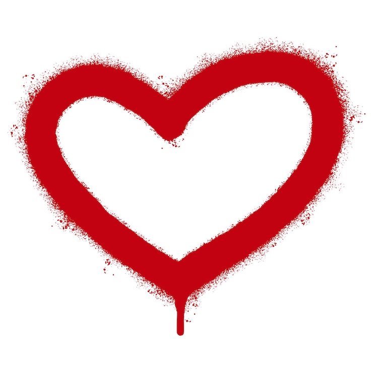 Vector spray painted graffiti hart pictogram geïsoleerd met een witte achtergrond graffiti liefde pictogram met meer dan spray in rood over wit vectorillustratie