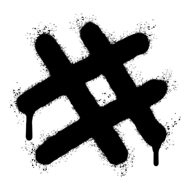 Spray Painted Graffiti hashtag icon Sprayed isolated with a white background graffiti hash tag with over spray in black over white Vector illustration