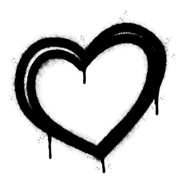 Vector spray painted graffiti heart icon sprayed isolated with a white background graffiti love icon with over spray in black over white