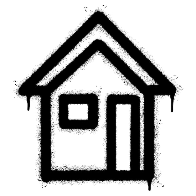 Spray Painted Graffiti home icon Sprayed isolated with a white background graffiti home icon with over spray in black over white Vector illustration