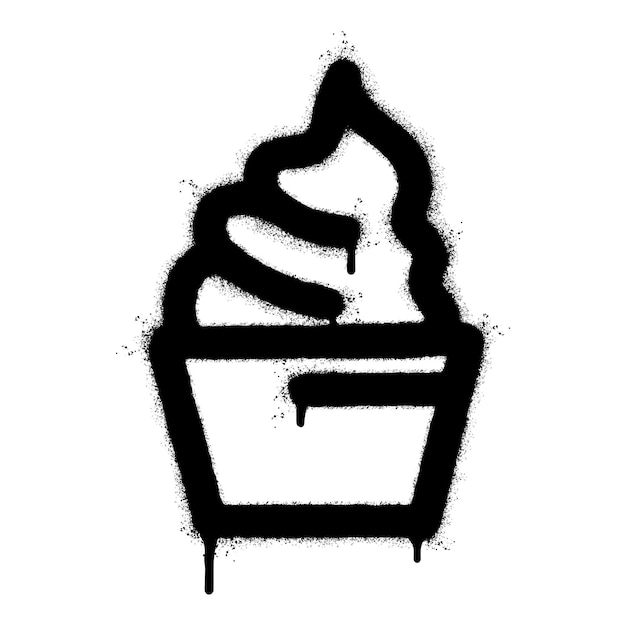 Spray Painted Graffiti ice cream con icon Sprayed isolated with a white background graffiti Ice cream icon with over spray in black over white Vector illustration