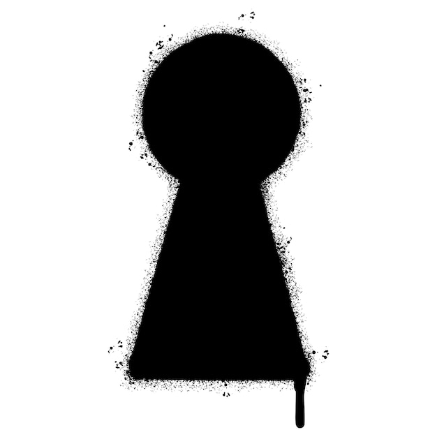 Vector spray painted graffiti keyhole outline icon sprayed isolated with a white background.